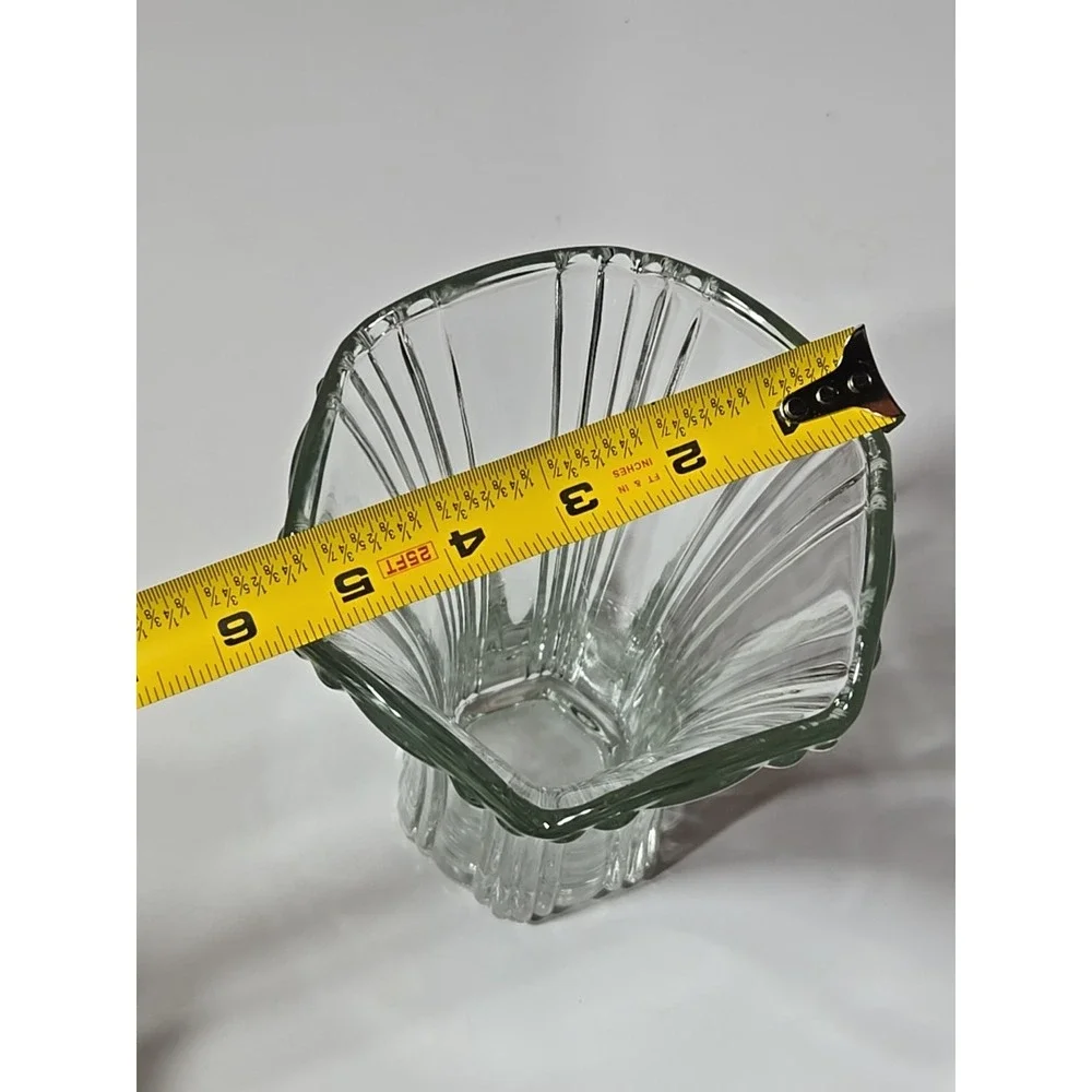 VINTAGE Old Cafe Clear Thick Glass 8 inch Tall Flower Vase Anchor Hocking HEAVY‎